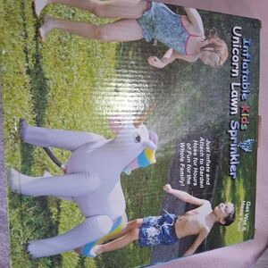 Inflatable Unicorn Lawn Sprinkler - Purple Kids Water Toy